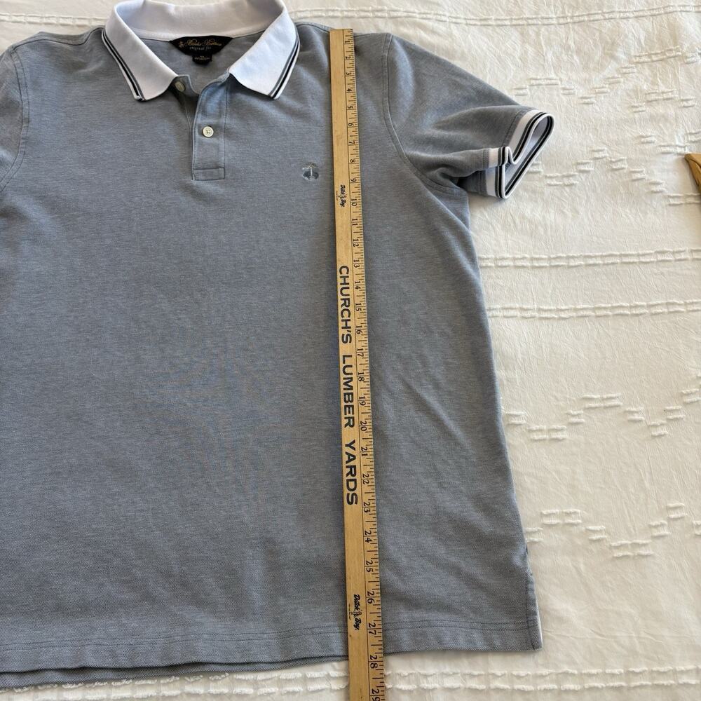 Brooks Brothers Original Fit Polo Mens XL Gray Contrast Collar Cotton Stretch - Picture 8 of 9